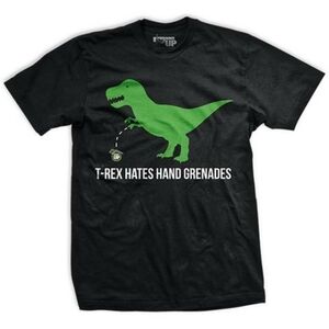 NWT Ranger Up T-rex Hates Hand Grenades T-shirt Size L